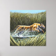 Tiger Splashing durch den Sumpf Triptych Acrylic