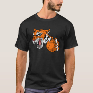 Tiger Sport Tigers Team Mascot Holding Basketball T-Shirt