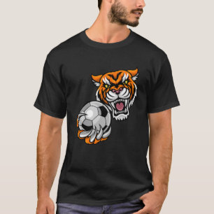 Tiger Sports Team Mascot Holding Fußball Fußball B T-Shirt