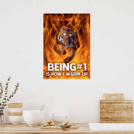 Tiger springt durch Flammen Poster (Küche)