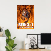 Tiger springt durch Flammen Poster (Heimbüro)