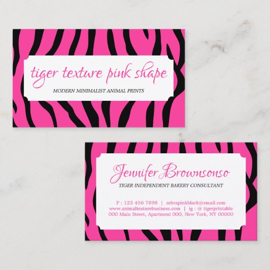 Tiger Sprinklen Textur Rosa Form Rahmen Visitenkarte (Vorne/Hinten)