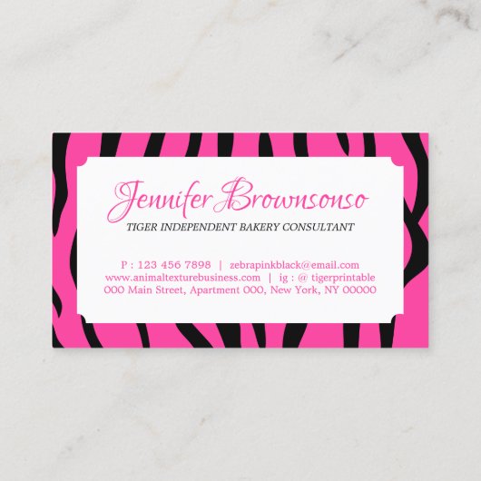 Tiger Sprinklen Textur Rosa Form Rahmen Visitenkarte (Rückseite)