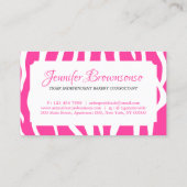 Tiger Sprinklen Textur Rosa Form Rahmen Visitenkarte (Rückseite)