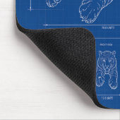 Tiger-Sprung-Blueprint – Technisches Linienkunstpl Mousepad (Ecke)
