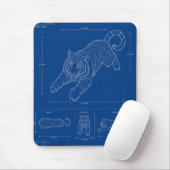 Tiger-Sprung-Blueprint – Technisches Linienkunstpl Mousepad (Mit Mouse)