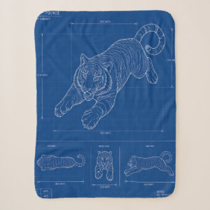 Tiger-Sprung-Blueprint – Technisches Linienkunstpl Sherpadecke