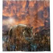 Tiger Stalking WHISPER AUF DEM BREEZE Duschvorhang (Vorderseite)
