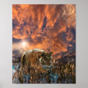 Tiger Stalking WHISPER AUF DEM BREEZE Poster