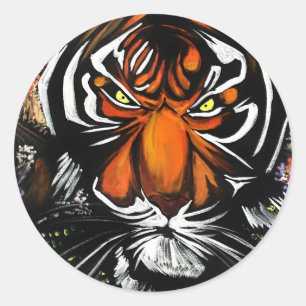 Tiger Stare Runder Aufkleber