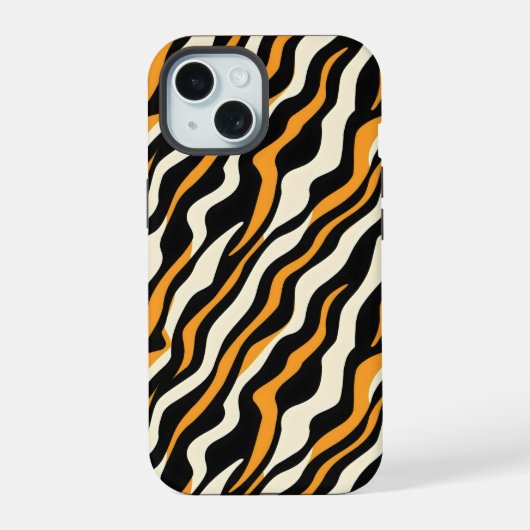 Tiger Stipes Pattern iPhone 15 Hülle (Rückseite)