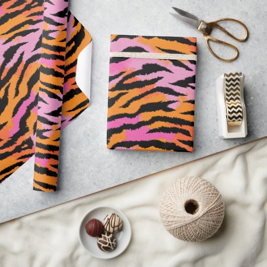 Tiger Streifen farbenfroh Animal Print Retro Glam Geschenkpapier (Kunsthandwerk)