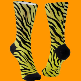 Tiger Streifen Gelbe Crew Socken – Kühnes Tier
