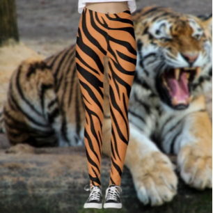 Tiger Streifen Orange Leggings – Fetter Tierdruck