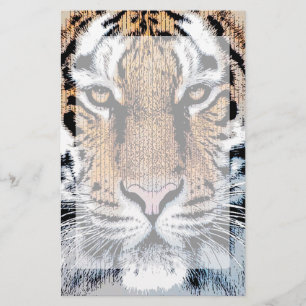 Tiger Streifen Portrait in Grafik-Press-Stil Briefpapier