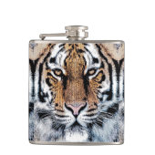 Tiger Streifen Portrait in Grafik-Press-Stil Flachmann (Vorderseite)