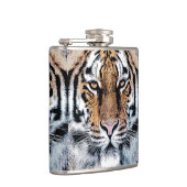 Tiger Streifen Portrait in Grafik-Press-Stil Flachmann (Rechts)