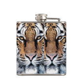 Tiger Streifen Portrait in Grafik-Press-Stil Flachmann (Rückseite)