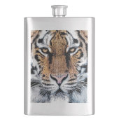 Tiger Streifen Portrait in Grafik-Press-Stil Flachmann (Vorderseite)