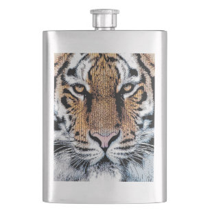 Tiger Streifen Portrait in Grafik-Press-Stil Flachmann