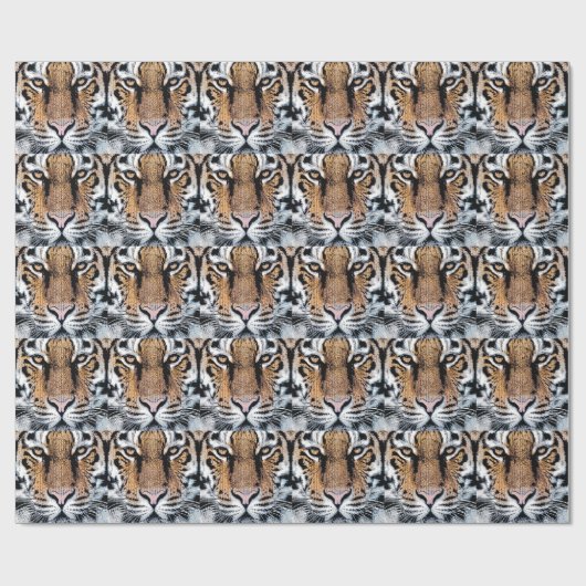 Tiger Streifen Portrait in Grafik-Press-Stil Geschenkpapier (Flach)