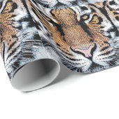 Tiger Streifen Portrait in Grafik-Press-Stil Geschenkpapier (Rolleneckpunkt)