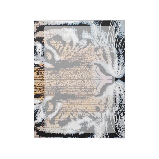 Tiger Streifen Portrait in Grafik-Press-Stil Notizblock (Rotiert)