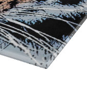 Tiger Streifen Portrait in Grafik-Press-Stil Schneidebrett (Ecke)