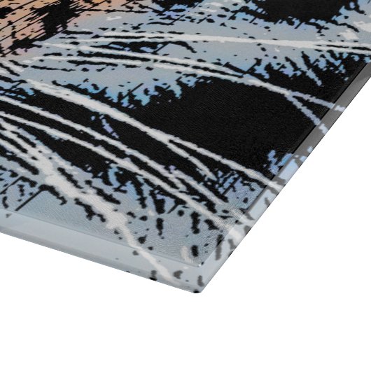 Tiger Streifen Portrait in Grafik-Press-Stil Schneidebrett (Ecke)