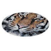 Tiger Streifen Portrait in Grafik-Press-Stil Schneidebrett (Ecke)