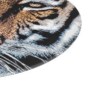 Tiger Streifen Portrait in Grafik-Press-Stil Schneidebrett (Ecke)