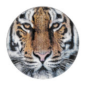 Tiger Streifen Portrait in Grafik-Press-Stil Schneidebrett (Vorderseite)