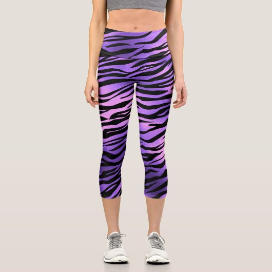 Tiger Streifen Tierfutter Capri Leggings (Vorderseite)