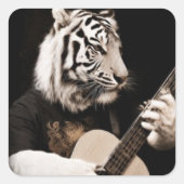Tiger Strings – Elegant Musical Art Quadratischer Aufkleber (Vorderseite)