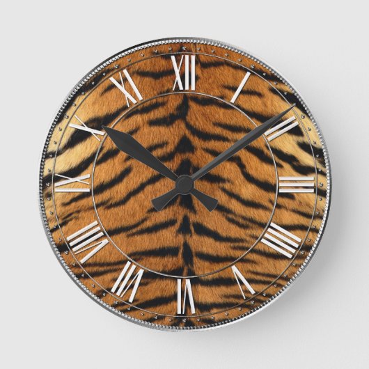 Tiger Strip Fur Print Runde Wanduhr (Vorderseite)
