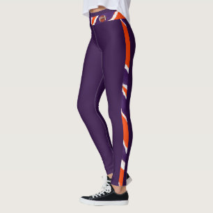 Tiger Strip - Lila Orange Football Design Leggings