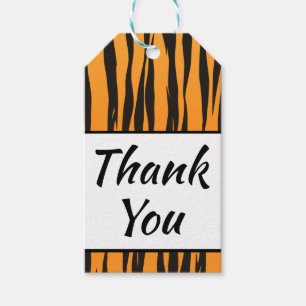 Tiger Strip Vielen Dank Gold Black Animal Print Geschenkanhänger