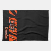 Tiger Stripe Black Orange Football Design Geschirrtuch (Horizontal)