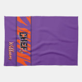 Tiger Stripe Lila Orange Fußball Design Geschirrtuch (Horizontal)