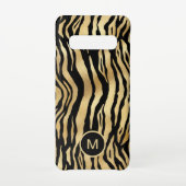 Tiger Stripe Muster Monogram Initial Gold Black Samsung Galaxy Hülle (Rückseite)