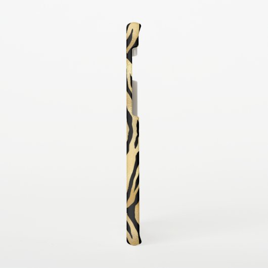 Tiger Stripe Muster Monogram Initial Gold Black Samsung Galaxy Hülle (Linke Seite)