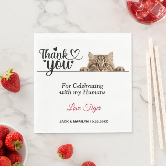 Tiger Stripe Peeking Katzenpapier Napkins Serviette (Beispiel)