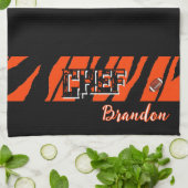 Tiger Stripe Schwarz Orange Fußball Design Geschirrtuch (Gefaltet)