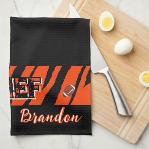 Tiger Stripe Schwarz Orange Fußball Design Geschirrtuch