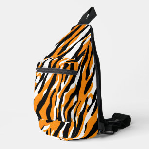 Tiger Stripe schwarz Orange Wildtier Hautmuster Crossbody Bag