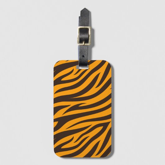 Tiger Stripe schwarz Orange Wildtier Hautmuster Gepäckanhänger (Vorderseite Vertikal)