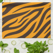 Tiger Stripe schwarz Orange Wildtier Hautmuster Geschirrtuch (Gefaltet)