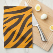 Tiger Stripe schwarz Orange Wildtier Hautmuster Geschirrtuch (Viertel Falte)