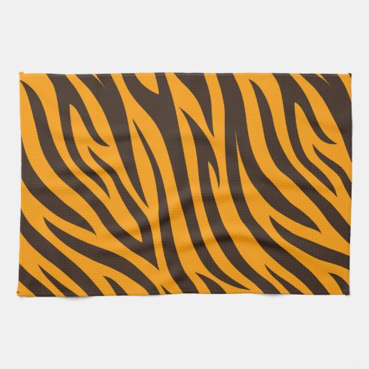 Tiger Stripe schwarz Orange Wildtier Hautmuster Geschirrtuch (Horizontal)