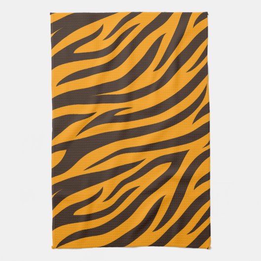 Tiger Stripe schwarz Orange Wildtier Hautmuster Geschirrtuch (Vertikal)